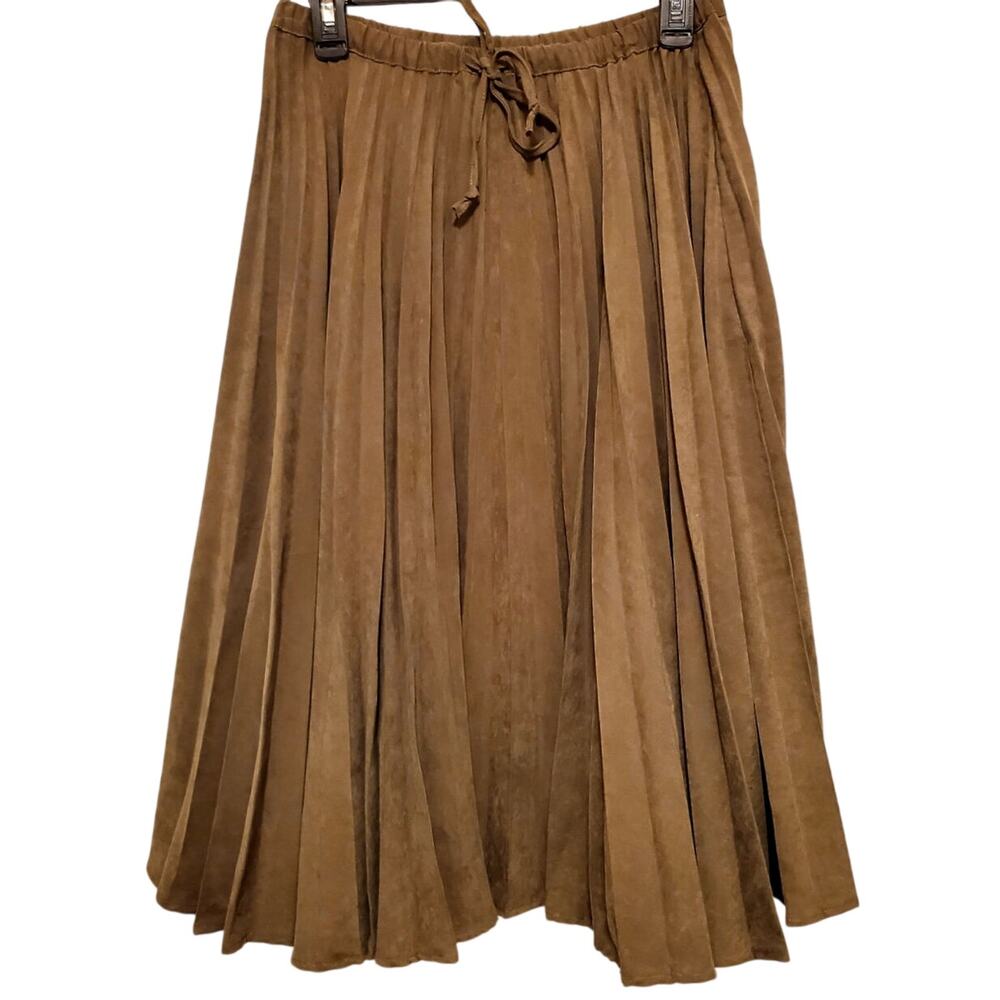 Sz Med FREE PRESS Spice Sueded Rayon Drawstring Waist Pleated Midi Skirt